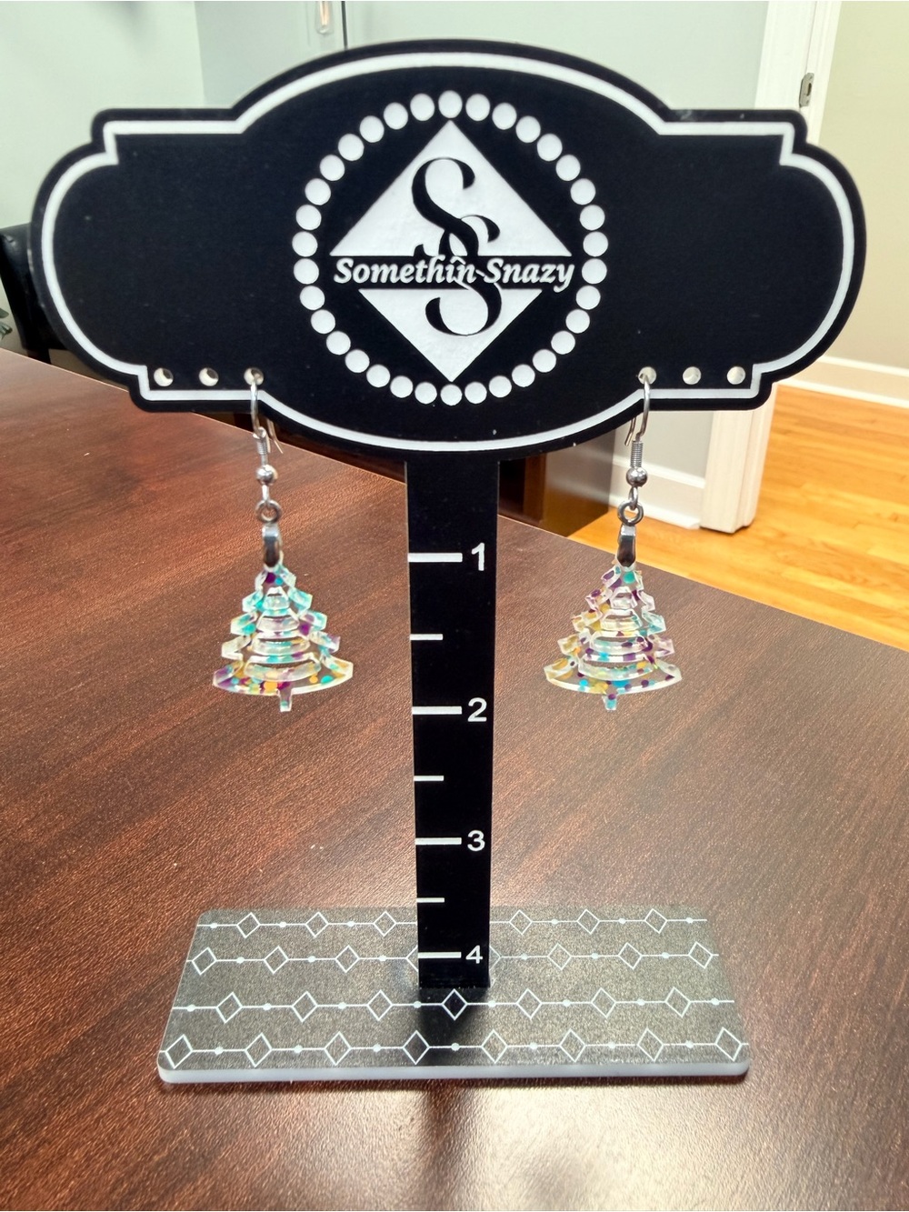 Hand crafted by me Tree Glitter Earrings hypoallergenic made to order